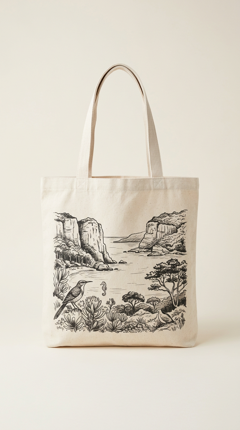 Knysna Waterfront Illustration Tote Bag