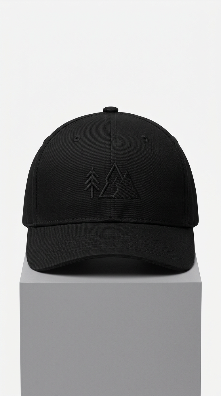 Structured Black Hat with Embroidery